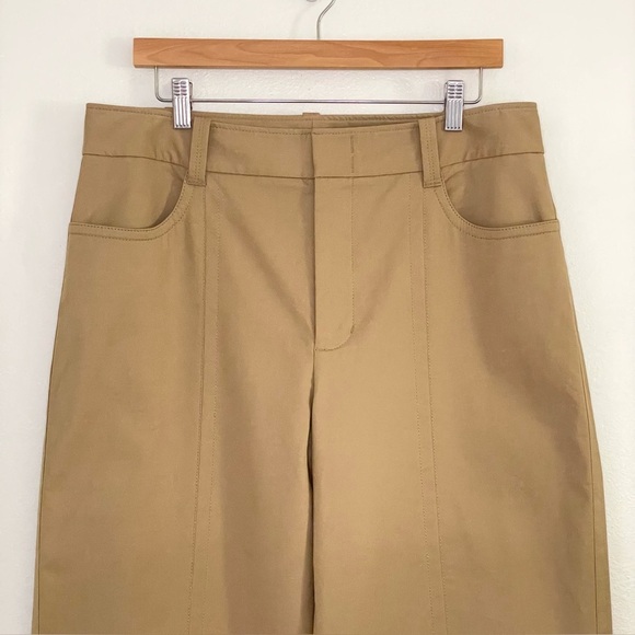 Vince Seam Front Trouser High Rise Wide Leg Cotton Pant Neutral Camel 14 Large - Picture 7 of 15